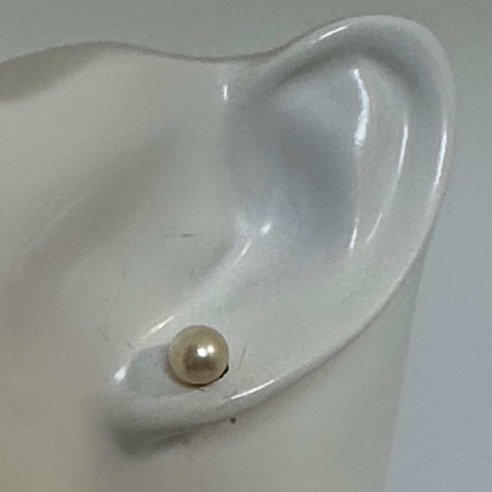 14k real solid gold real Pearl Earrings - Cream Pearl